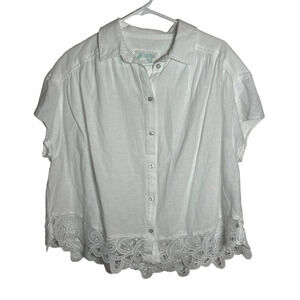 American Eagle White Linen blend oversized‎ shirt size medium